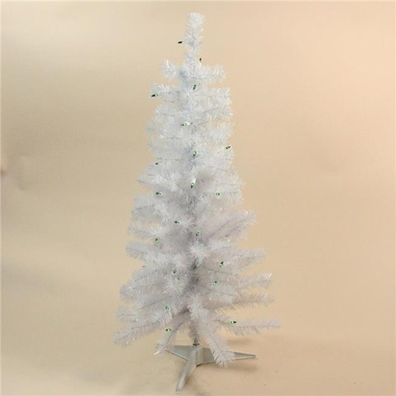Northlight 34908443 3 ft. Pre-Lit Woodbury White Pine Slim Artificial Christmas Tree, Green Lights
